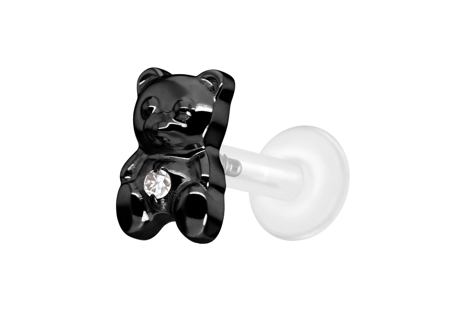 PTFE Labret Piercing mit Innengewinde + Titan-Aufsatz TEDDYBÄR